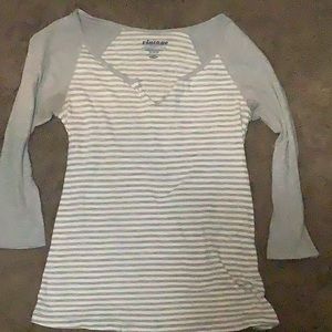 grey and white striped long sleeve shirt